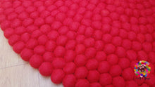 Load image into Gallery viewer, Felt Ball Rugs. Red Felt Ball Rug / Carpet / Home Decor / Pom Pom Nursery Rug / Round Rug / Teppich (Free Shipping)