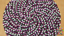 Load image into Gallery viewer, Felt Ball Rugs. Purple Round Felt Ball Rug / Carpet / Home Decor / Pom Pom Nursery Rug / Round Rug / Teppich / Pebble Rug (Free Shipping)