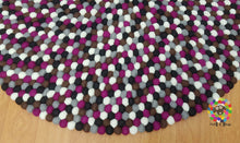 Load image into Gallery viewer, Felt Ball Rugs. Purple Round Felt Ball Rug / Carpet / Home Decor / Pom Pom Nursery Rug / Round Rug / Teppich / Pebble Rug (Free Shipping)