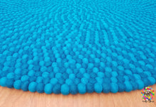 Load image into Gallery viewer, Felt Ball Rug. Turquoise Round Felt Ball Rug / Carpet / Home Decor / Pom Pom Nursery Rug / Round Rug / Teppich / Pebble Rug (Free Shipping)