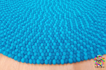 Load image into Gallery viewer, Felt Ball Rug. Turquoise Round Felt Ball Rug / Carpet / Home Decor / Pom Pom Nursery Rug / Round Rug / Teppich / Pebble Rug (Free Shipping)