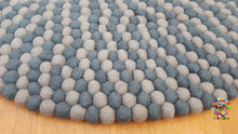 Load image into Gallery viewer, Round Felt Ball Rugs. Double Grey / Play Mat / Nursery Rug / Children Rug . 100 % wool Handmade Nepal Rug (Free Shipping)