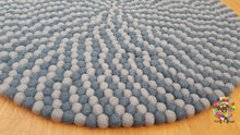 Load image into Gallery viewer, Round Felt Ball Rugs. Double Grey / Play Mat / Nursery Rug / Children Rug . 100 % wool Handmade Nepal Rug (Free Shipping)