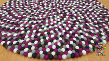 Load image into Gallery viewer, Felt Ball Rugs. Purple Round Felt Ball Rug / Carpet / Home Decor / Pom Pom Nursery Rug / Round Rug / Teppich / Pebble Rug (Free Shipping)