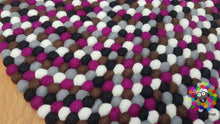 Load image into Gallery viewer, Felt Ball Rugs. Purple Round Felt Ball Rug / Carpet / Home Decor / Pom Pom Nursery Rug / Round Rug / Teppich / Pebble Rug (Free Shipping)