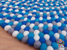 Load image into Gallery viewer, Felt Ball Rugs. Turquoise Round Felt Ball Rug / Carpet / Home Decor / Pom Pom Nursery Rug / Round Rug / Teppich / Pebble Rug (Free Shipping)