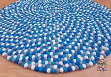 Load image into Gallery viewer, Felt Ball Rugs. Turquoise Round Felt Ball Rug / Carpet / Home Decor / Pom Pom Nursery Rug / Round Rug / Teppich / Pebble Rug (Free Shipping)