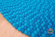 Load image into Gallery viewer, Felt Ball Rug. Turquoise Round Felt Ball Rug / Carpet / Home Decor / Pom Pom Nursery Rug / Round Rug / Teppich / Pebble Rug (Free Shipping)