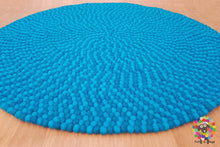 Load image into Gallery viewer, Felt Ball Rug. Turquoise Round Felt Ball Rug / Carpet / Home Decor / Pom Pom Nursery Rug / Round Rug / Teppich / Pebble Rug (Free Shipping)