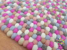 Load image into Gallery viewer, Felt Ball Rug 20 cm - 250 cm Nursery pom pom wool Rug . 100 % wool Handmade Rug (Free Shipping)