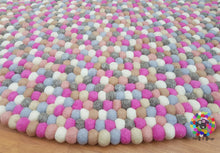 Load image into Gallery viewer, Felt Ball Rug 20 cm - 250 cm Nursery pom pom wool Rug . 100 % wool Handmade Rug (Free Shipping)