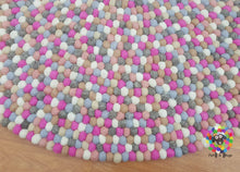 Load image into Gallery viewer, Felt Ball Rug 20 cm - 250 cm Nursery pom pom wool Rug . 100 % wool Handmade Rug (Free Shipping)