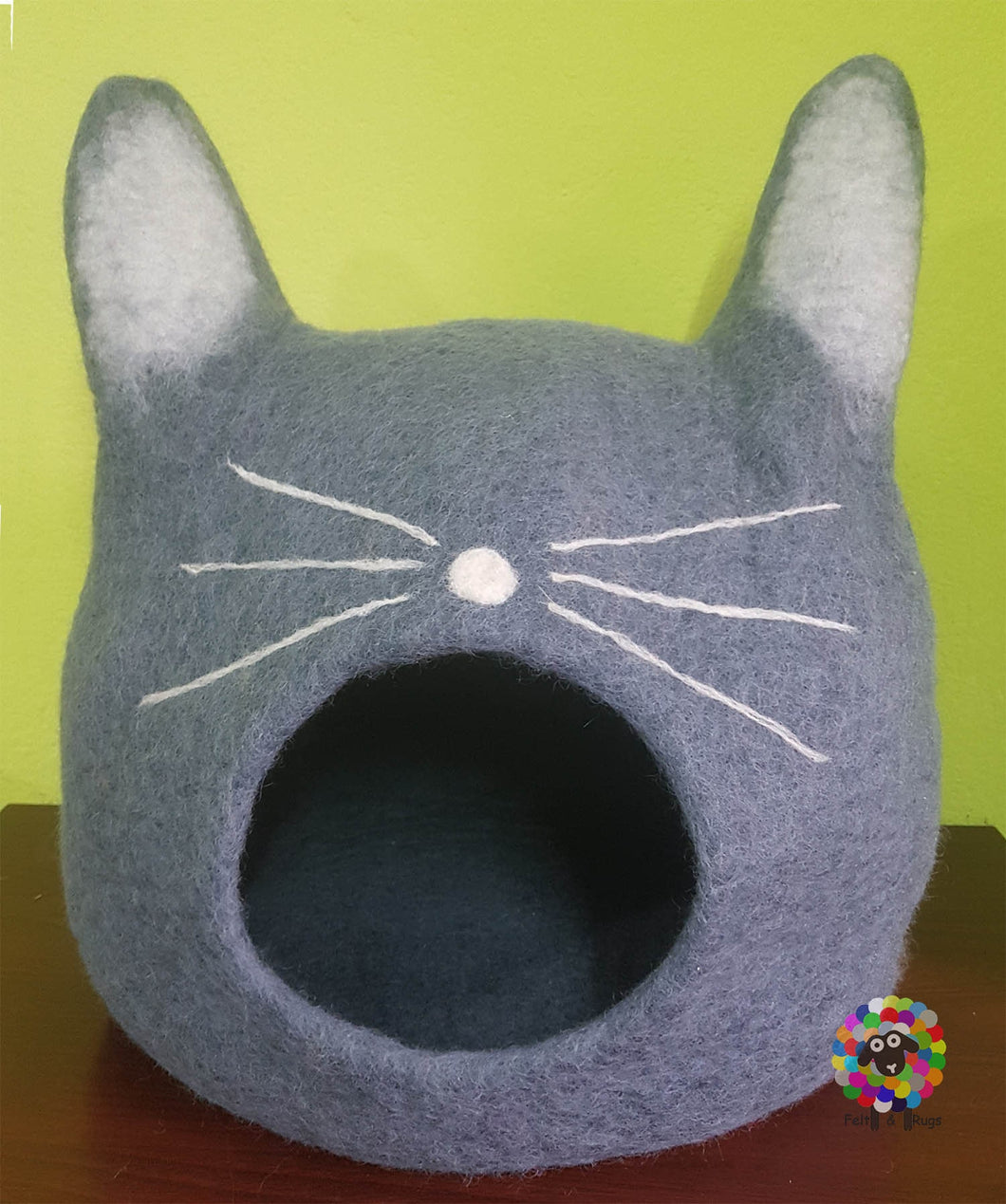 Large Felt Cat Cave / Cat Bed / Pet Bed / Puppy Bed / Cat House. 100 % Wool Natural Color