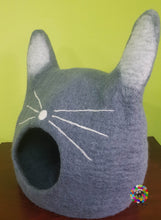 Load image into Gallery viewer, Large Felt Cat Cave / Cat Bed / Pet Bed / Puppy Bed / Cat House. 100 % Wool Natural Color
