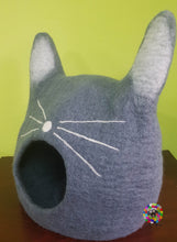 Load image into Gallery viewer, Large Felt Cat Cave / Cat Bed / Pet Bed / Puppy Bed / Cat House. 100 % Wool Natural Color