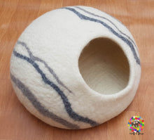 Load image into Gallery viewer, Large Felt Cat Cave  (40 cm or 16 Inches Diameter) Cat Bed / Pet Bed / Puppy Bed / Cat House / Cat Furniture . 100 % Wool Natural Color
