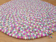 Load image into Gallery viewer, Felt Ball Rug 20 cm - 250 cm Nursery pom pom wool Rug . 100 % wool Handmade Rug (Free Shipping)
