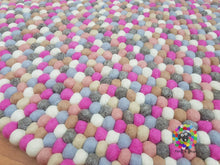 Load image into Gallery viewer, Felt Ball Rug 20 cm - 250 cm Nursery pom pom wool Rug . 100 % wool Handmade Rug (Free Shipping)