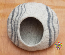 Load image into Gallery viewer, Large Felt Cat Cave (40 cm or 16 Inches Diameter) Cat Bed / Pet Bed / Puppy Bed / Cat House / Cat Furniture . 100 % Wool Natural Color