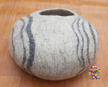 Load image into Gallery viewer, Large Felt Cat Cave (40 cm or 16 Inches Diameter) Cat Bed / Pet Bed / Puppy Bed / Cat House / Cat Furniture . 100 % Wool Natural Color