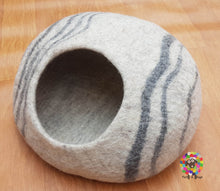Load image into Gallery viewer, Large Felt Cat Cave (40 cm or 16 Inches Diameter) Cat Bed / Pet Bed / Puppy Bed / Cat House / Cat Furniture . 100 % Wool Natural Color