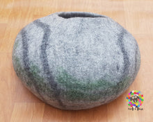 Load image into Gallery viewer, Large Felt Cat Cave  (40 cm or 16 Inches Diameter) Cat Bed / Pet Bed / Puppy Bed / Cat House / Cat Furniture . 100 % Wool Natural Color
