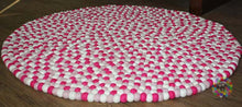 Load image into Gallery viewer, Felt Ball Rug. Baby Pink , Hot Pink / White Children Rug/ Girl Room Rug / Nursery Rug (Free Shipping)