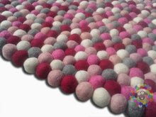 Load image into Gallery viewer, Felt Ball Rug. Pink Children Rug/ Girl Room Rug / Nursery Rug , Home Decor (Free Shipping)