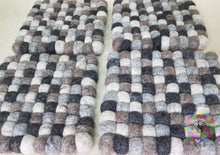 Load image into Gallery viewer, Set of 4 Trivets Square Natural shades of Felt Ball Trivet Size 17 cm x 17 cm. 100 % Wool