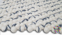 Load image into Gallery viewer, Rectangle Felt Ball Rugs, Tie Dye stripe rug. Home Decor 100 % Wool Carpet (Free Shipping)