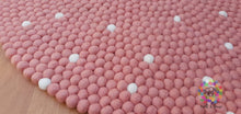 Load image into Gallery viewer, Felt Ball Rugs 20 cm - 250 cm Baby Pink with White spots (Free Shipping)