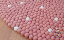Load image into Gallery viewer, Felt Ball Rugs 20 cm - 250 cm Baby Pink with White spots (Free Shipping)