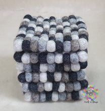 Load image into Gallery viewer, Square Felt Ball Coasters, Set of 6 coasters , Natural  coasters, Housewarming Gift , New Home Gift. 100 % Wool
