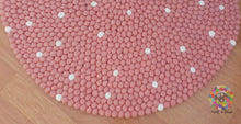 Load image into Gallery viewer, Felt Ball Rugs 20 cm - 250 cm Baby Pink with White spots (Free Shipping)