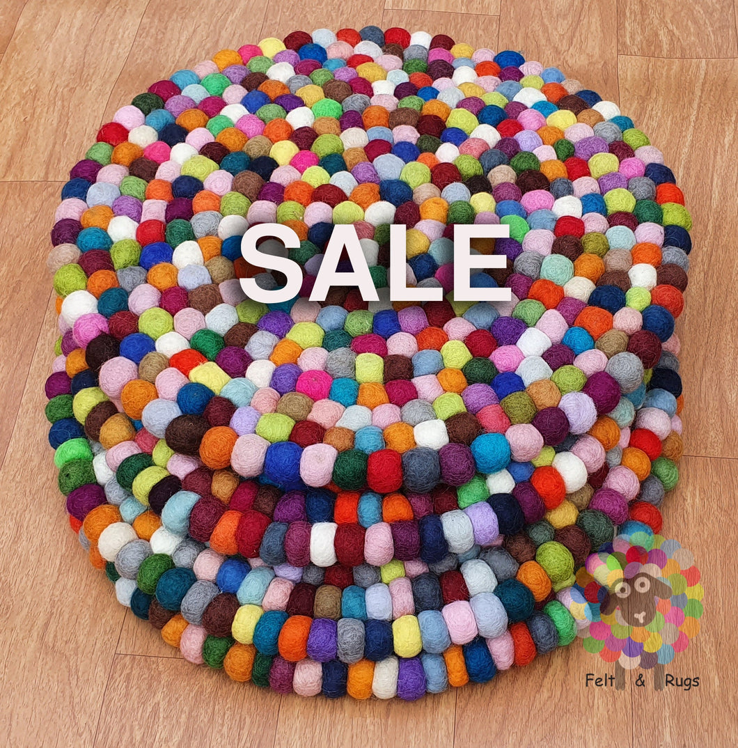 On SALE Round Felt Ball Chair Mat Set of 4 pcs. Size 40 cm / 15.75 Inches Diameter. 100 % Wool . Handmade in Nepal