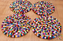 Load image into Gallery viewer, On SALE Round Felt Ball Chair Mat Set of 4 pcs. Size 40 cm / 15.75 Inches Diameter. 100 % Wool . Handmade in Nepal