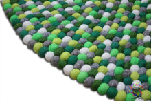 Load image into Gallery viewer, Felt Ball Rug 20 cm - 250 cm Shades of Green and Grey (Free Shipping)