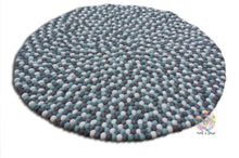 Load image into Gallery viewer, Felt Ball Rug 20 cm - 250 cm Shades of Natural Grey and Light Blue (Free Shipping)