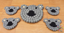 Load image into Gallery viewer, Koala Felt Ball Trivet and Coasters Set. 100 % Wool
