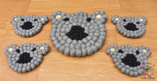 Load image into Gallery viewer, Koala Felt Ball Trivet and Coasters Set. 100 % Wool