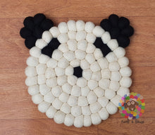 Load image into Gallery viewer, Panda Felt Ball Trivet and Coasters Set. 100 % Wool