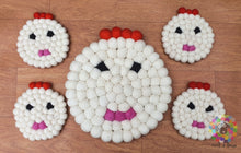 Load image into Gallery viewer, Chicken Felt Ball Trivet and Coasters Set. 100 % Wool