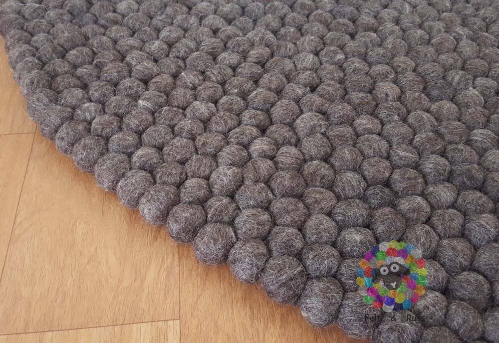 Felt Ball Rugs 20 cm - 250 cm Dark Natural Earth Tone (Free Shipping)