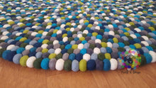 Load image into Gallery viewer, Felt Ball Rug 90 cm - 250 cm Blue Tone. Pom Pom Children Room Carpet (Free Shipping)
