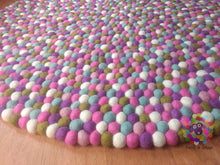 Load image into Gallery viewer, Felt Ball Rug / Pastel Nursery Carpet/ Pom pom rug/ Pebble Rug (Free Shipping)
