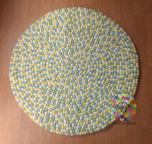 Load image into Gallery viewer, Felt Ball Rugs /Yellow Mint and White Nursery Rug (Free Shipping)
