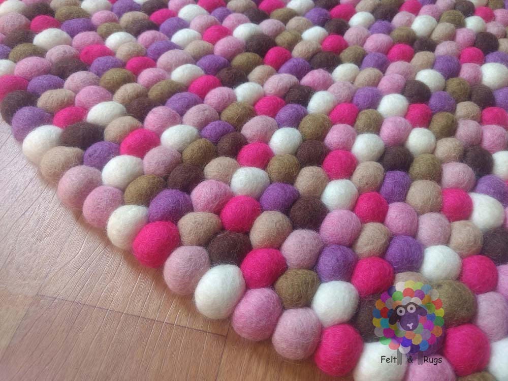 Felt Ball Rugs / Nursery Rug/ Pom pom Wool Ball Nepal rug (Free Shipping)