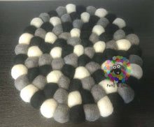 Load image into Gallery viewer, Felt Ball Trivet and Coasters Set. 100 % Wool
