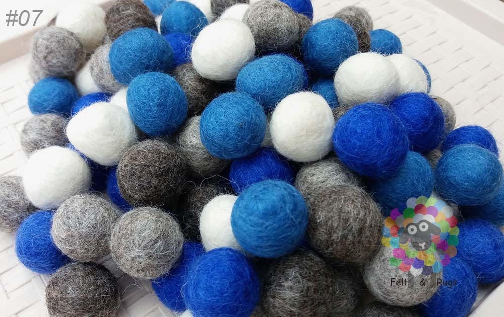 2 cm Felt Balls. Wool Pom pom Nursery Garland Decoration 100 % Wool - DIY Craft