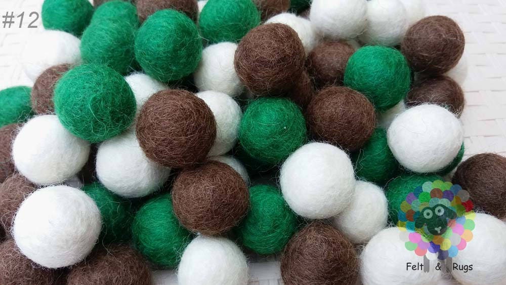 2 cm Felt Balls. Wool Pom pom Nursery Garland Decoration 100 % Wool - DIY Craft